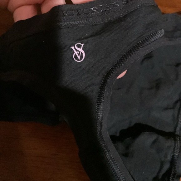 Brand new authentic Victorias Secret black strings  underwear, 100% cotton, M - Picture 4 of 7